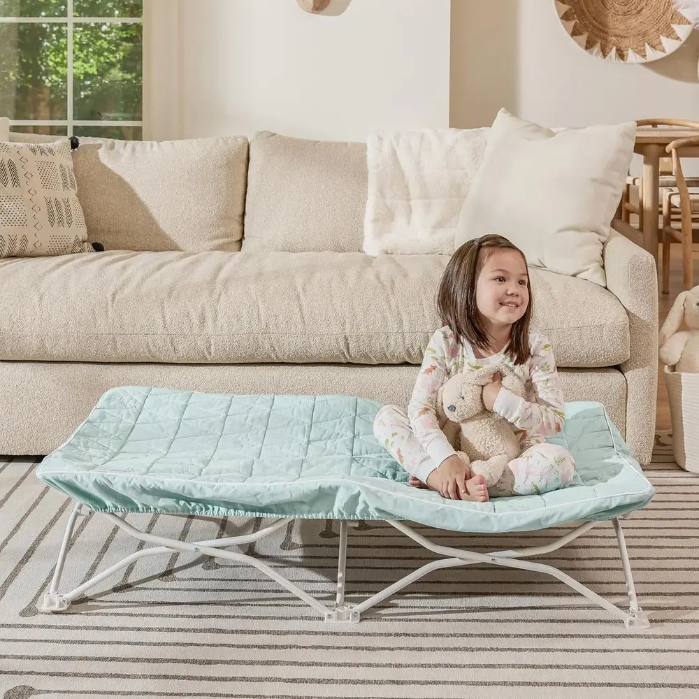 

Portable Toddler Cot with Quilted Waterproof Mattress, Supports 75 lbs, 48x24