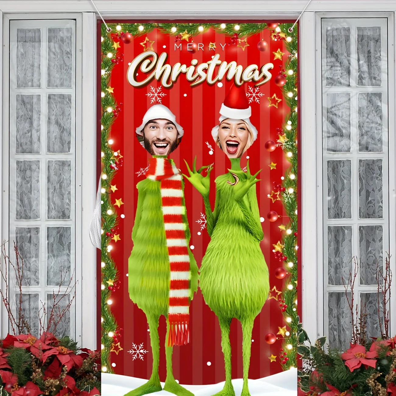 Christmas Door Banner Decorations Whoville Yard Door Decorations Supplies for Indoor Outside Front Door Living Room Kitchen Part