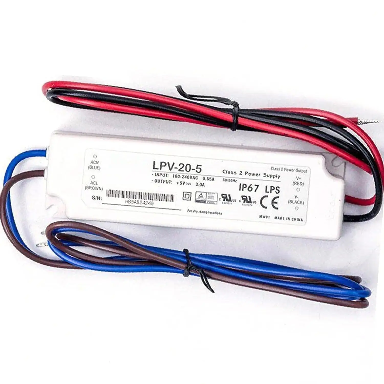 Original Mean Well LPV-20-5 Meanwell 90-264V/127-370V AC TO DC 5V 3A 15W single output Switching Power Supply