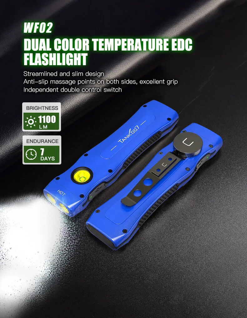 Imagem -04 - Edc Lanterna Plana Dual Color Temperatura Wf02 Tank007