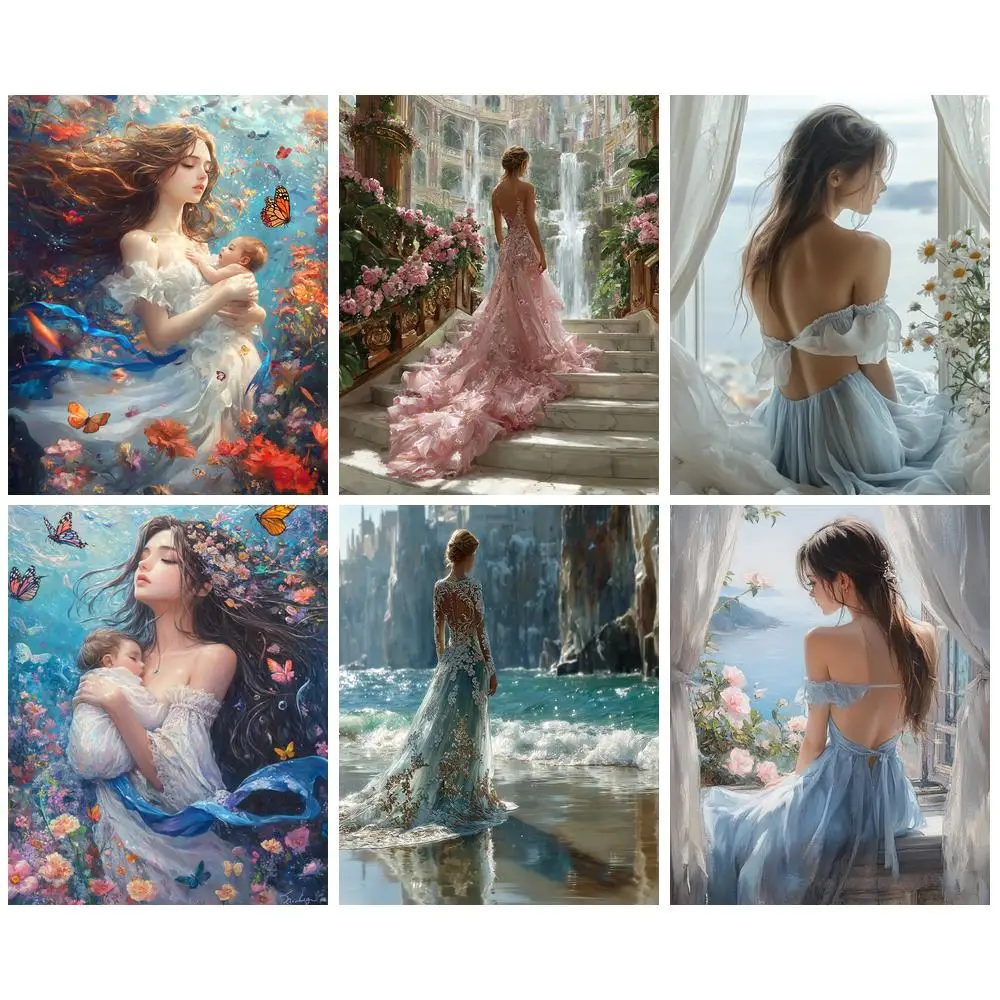 

GATYZTORY Seaside Figure Classic Painting by numbers Acrylic Paint Hand Painting Markers by numbers Home decoration Art supplies