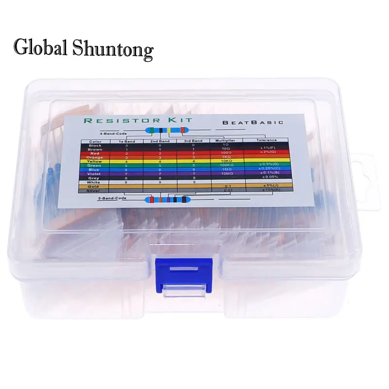 Metal Film Resistor, 145 Tipos, 1 W, 4W Precisão, Cinco Cores Anel Caixa, Montado Componentes Eletrônicos, 1450 Peças