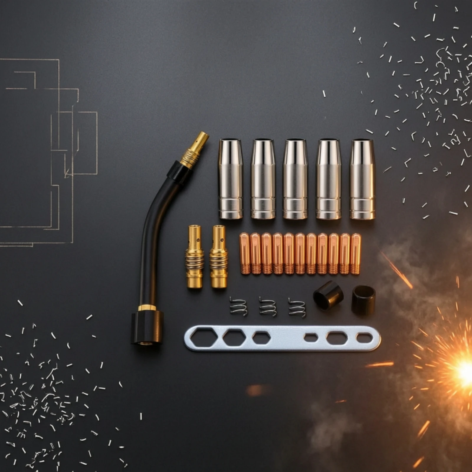 24 Pieces 15AK Torch Parts Kit Replacement Metal Joining Accessory Kit Gas Nozzle Allall-Inclusive Hardware Compact for Welders