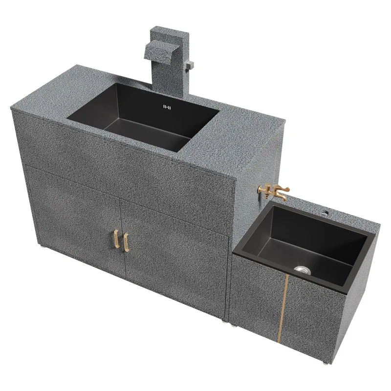 

New black and gray high-quality metal stainless steel column basin floor type