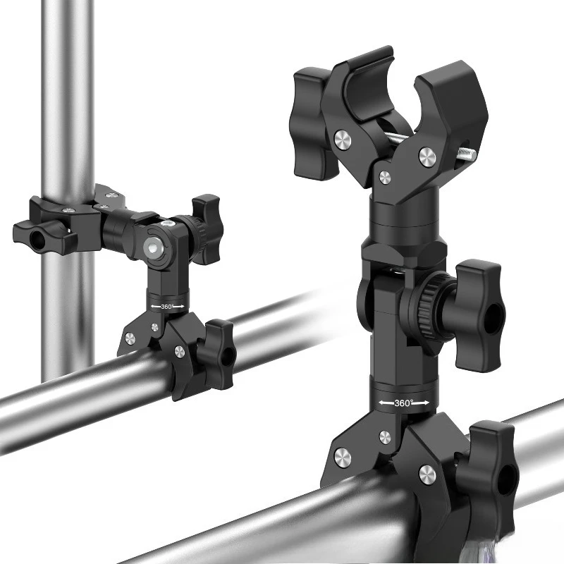 مزدوج المشبك جبل قوس ماجيك الذراع المشبك ل Gopro Insta 360 كاميرا مصباح ليد Selfie عصا دراجة نارية قوس #6