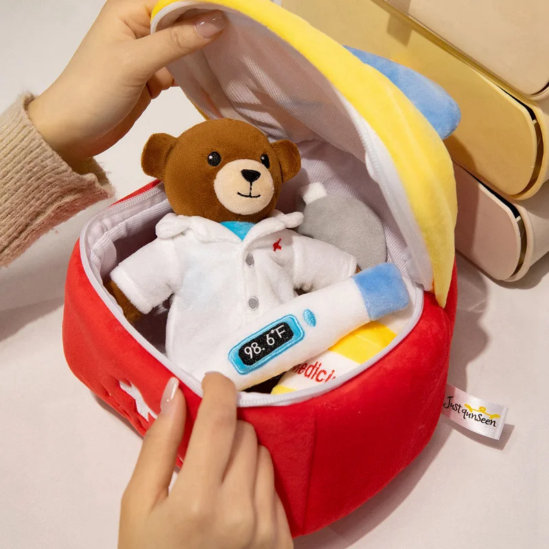 Creative Pretend Play Plush Toy Bag Set Policeman Prince Princess Chef Detective Firefighter Doctor Pirate Role-Play Toys Gift