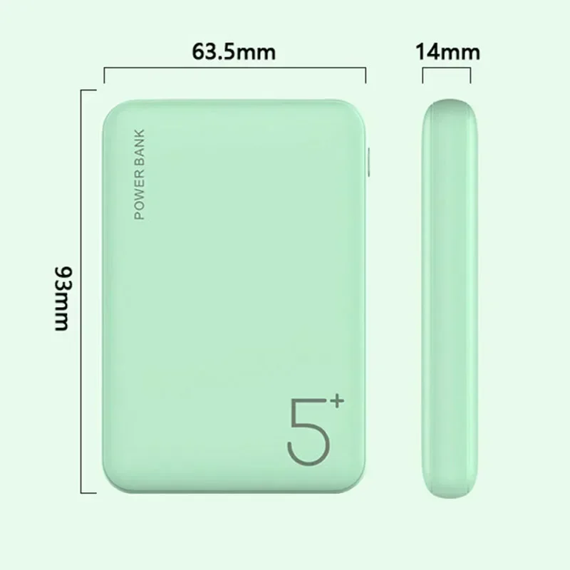 5000mAh Portable Ultra-thin Power Bank with Double USB TYPE C OUTPUT Fast Charging Poverbank for IPhone 14 13 12 8 Xiaomi Huawei - view 2