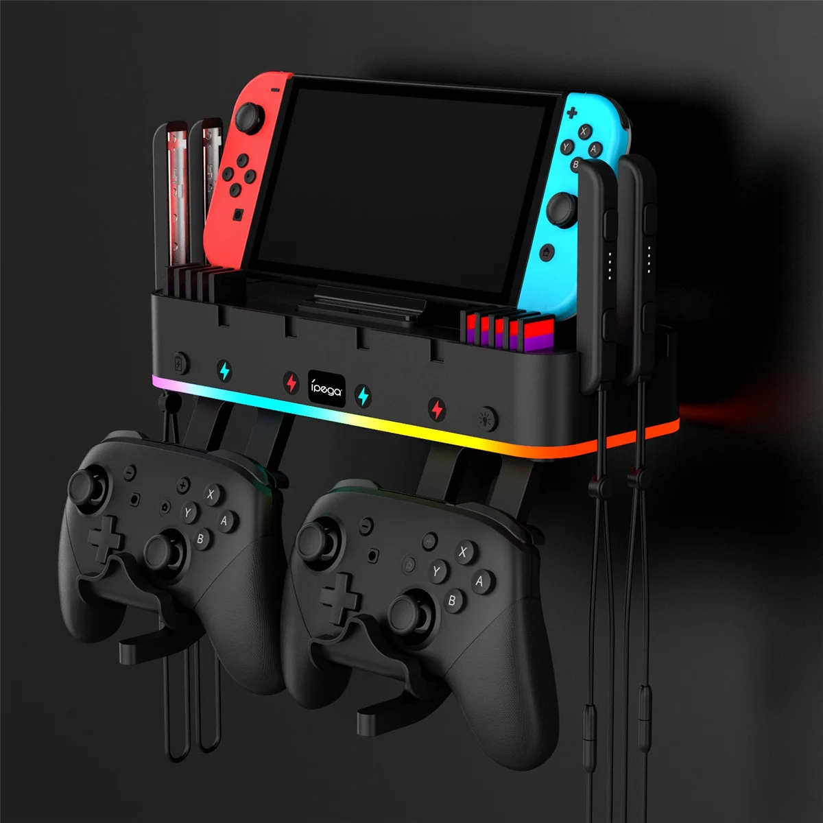 

ABJU для хоста, многофункциональное RGB ослепительное цветное подвесное зарядное устройство для коммутатора, настенный кронштейн, док-станция для NS Grip, зарядное устройство