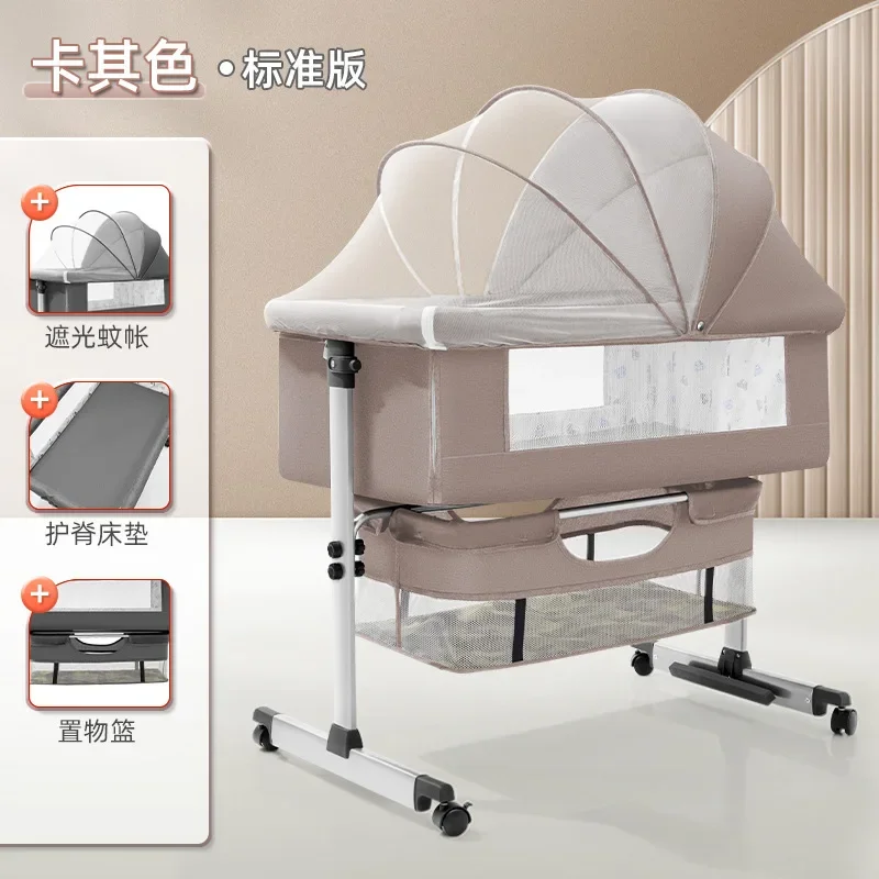 Splicing Baby Cribs for Newborns Aged 0-2 Baby Cribs Multifunctional Foldable Cribs