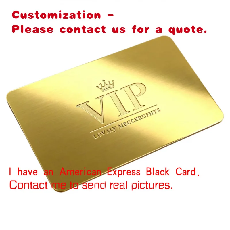 custom.Customized Service Laser Engraving Etched 24k Mirror Stainless Steel VIP Membership Cards Luxury Metal Business