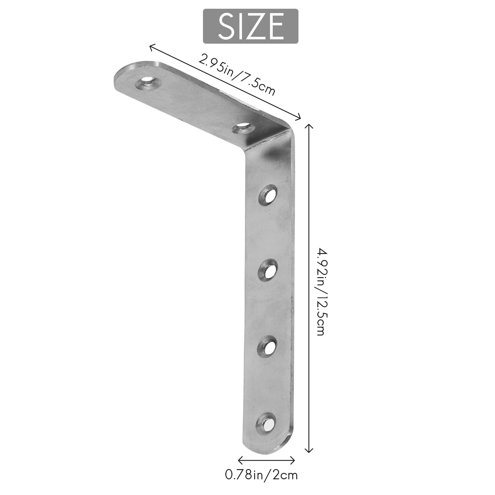 Wspornik narożny półki ze stali nierdzewnej o wymiarach 125x75 mm w kształcie litery L