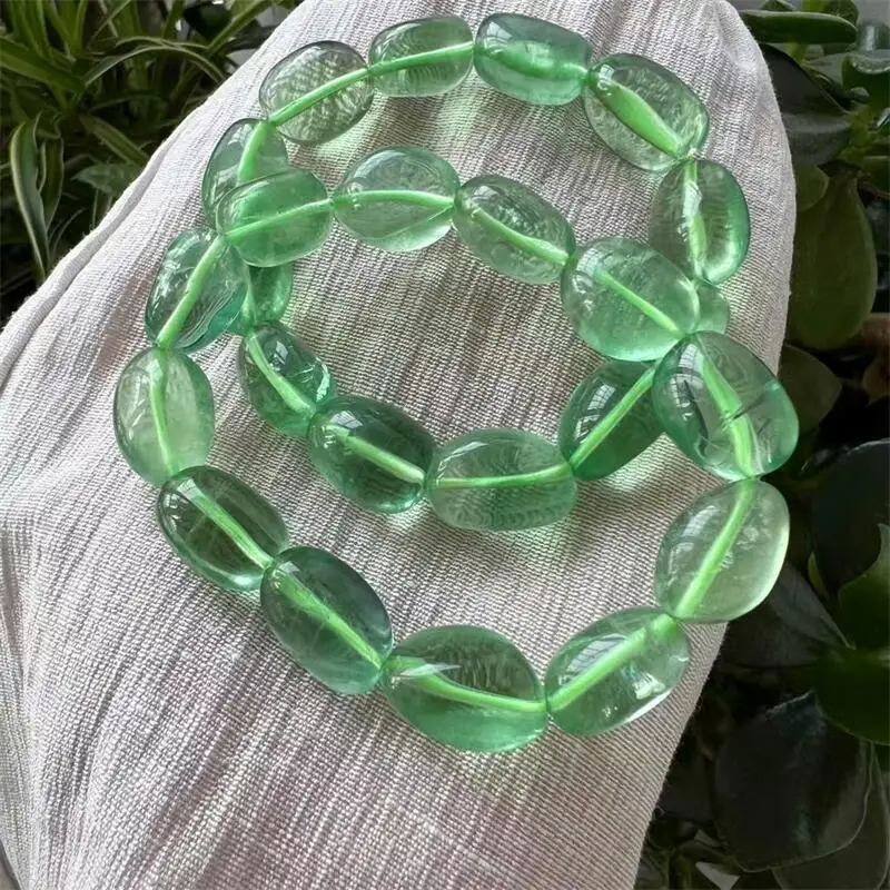 12-13MM Natural Green Fluorite Bracelet Handmade Jewelry Stretch Bangle Children Birthday Holiday Gift 1pcs