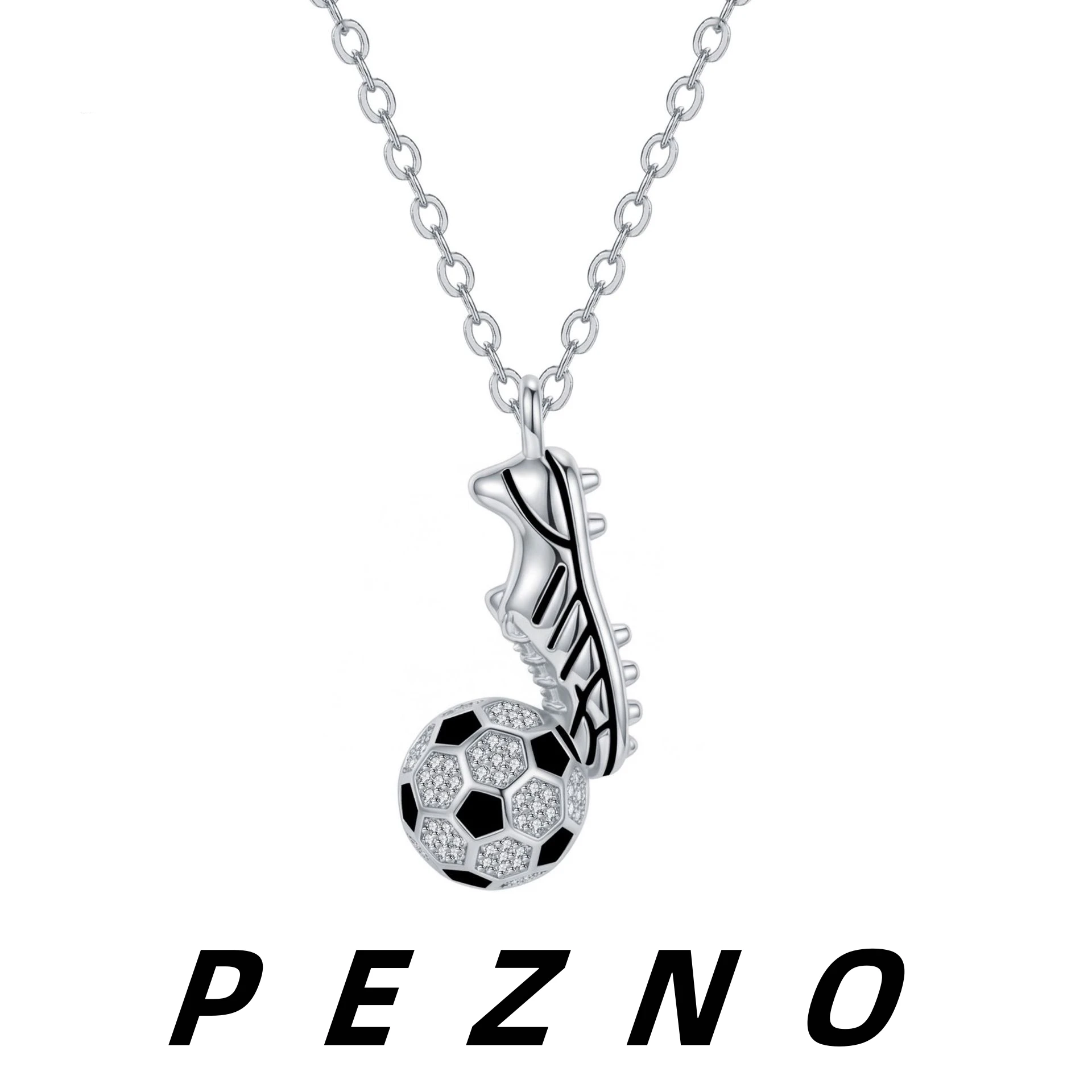 Silver Color Pave CZ Soccer Cleat Ball Pendant Necklace Unisex Dainty Clavicle Chain Football Fan Sports Jewelry Gift 2026