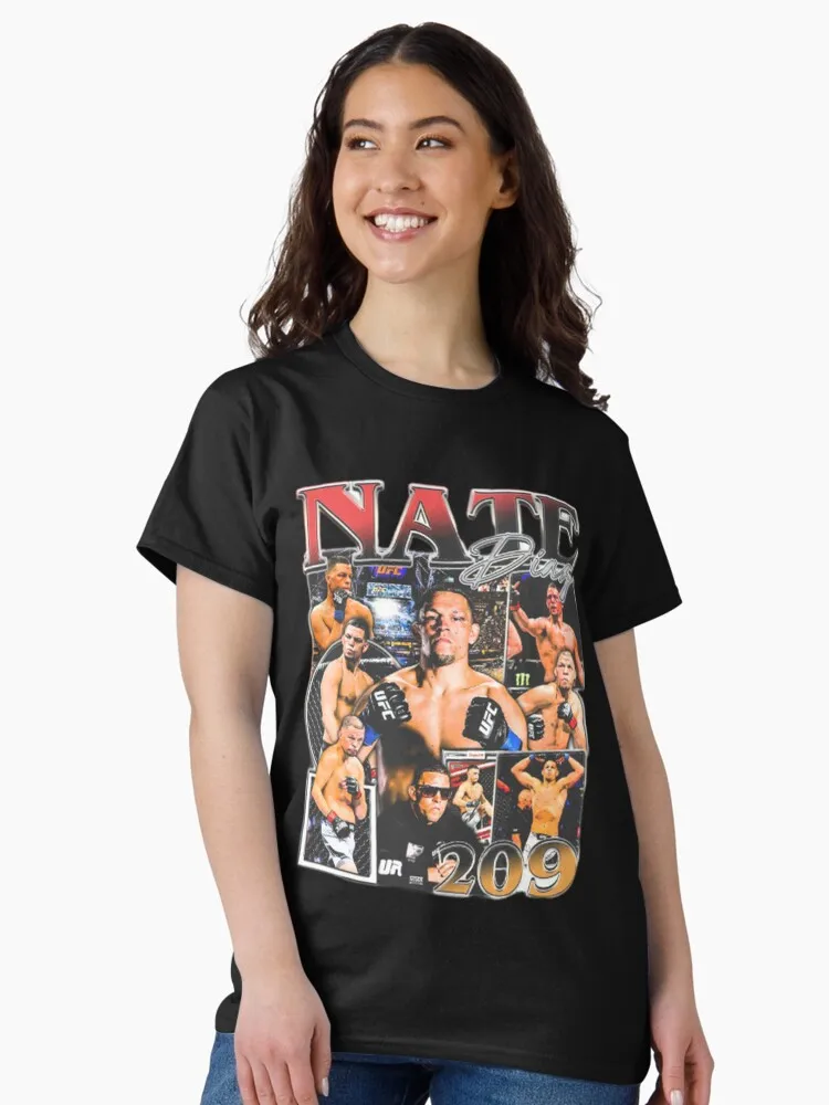 2026 Summer UFC Nate Diaz Fighting Graphic T-shirt Women Sports Cotton Short Sleeve Loose Leisure Fitness Shirt Unisex