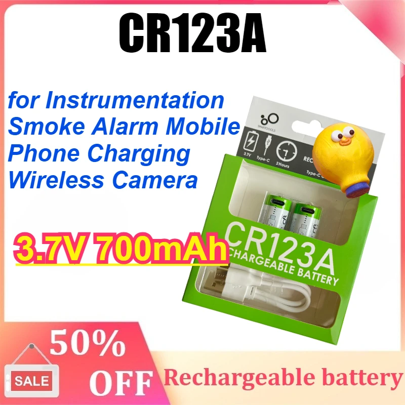 

3.7V 700mAh CR123A Large Capacity Lithium Battery for Instrumentation Smoke Alarm Mobile Phone Charging Wireless Camera