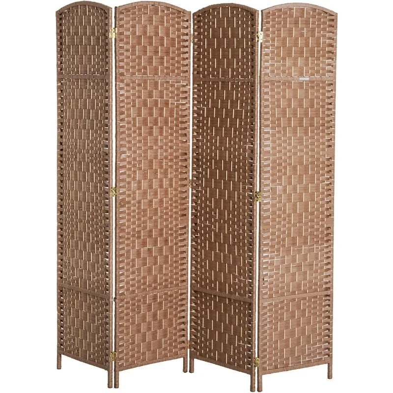 

Room Divider 4 Panels Folding Privacy Screen 6FT Tall Portable Wicker Weave Partition Wall Divider for Bedroom Home Office