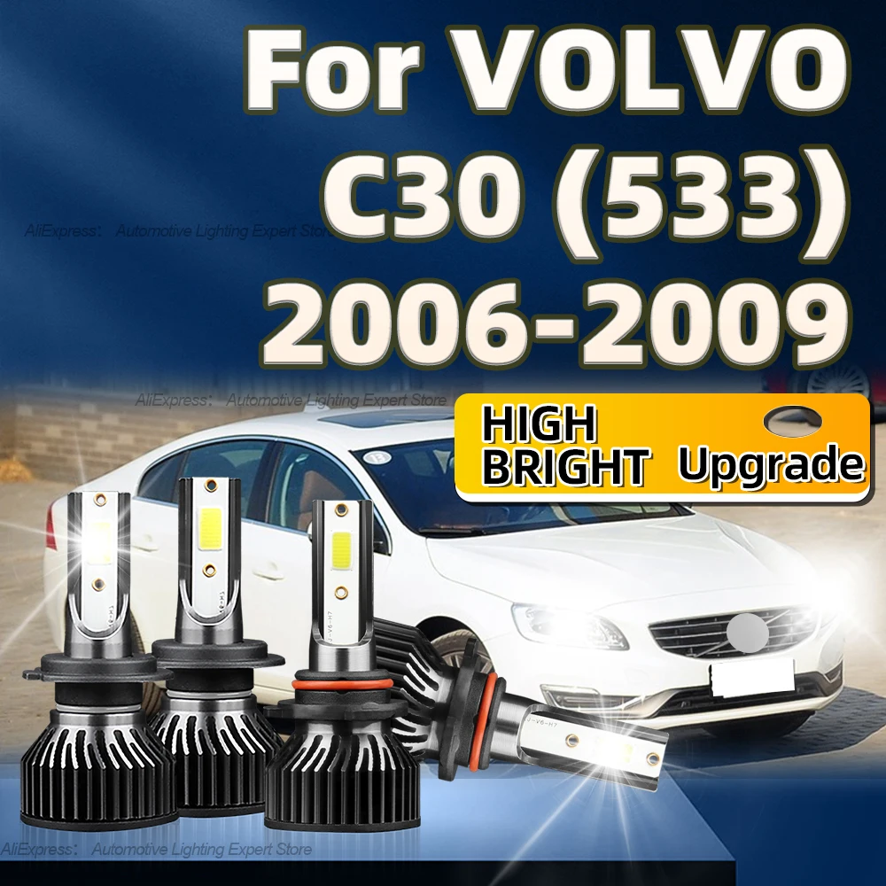 

2/4Pcs 360W Powerful Light HB3 H7 Led Car Headlight Auto Lamp 6000K with Fan For VOLVO C30 (533) 2006 2007 2008 2009