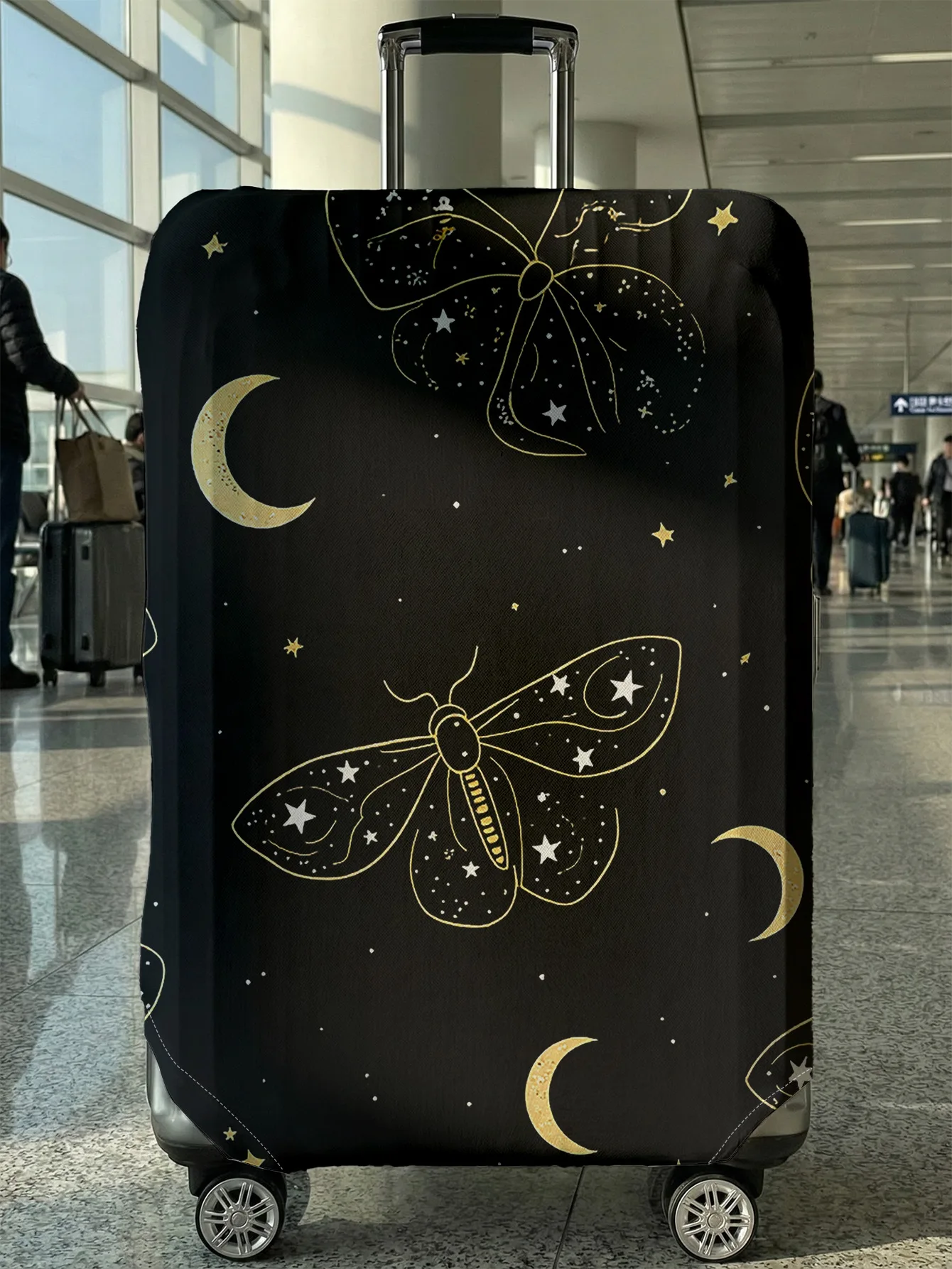 

Golden Butterfly Moon Star Print Luggage Cover, Suitable for 18-32 Inch Luggage Cover, Luggage Handle Glove, Travel Accessories