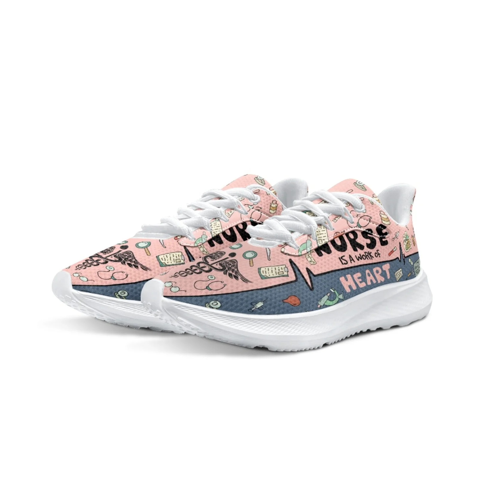 INSTANTARTS Pink Nurse Medical Shoes Nurse Print Brand Running Shoes Soft Sole Sneakers Girls Tennis Shoes Fitness Shoes Zapatos