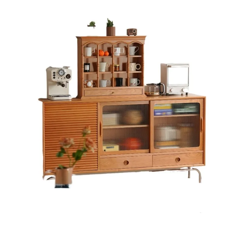 

Solid wood kitchen dining side cabinet, cherry wood retro living room side cabinet, bedroom storage, storage