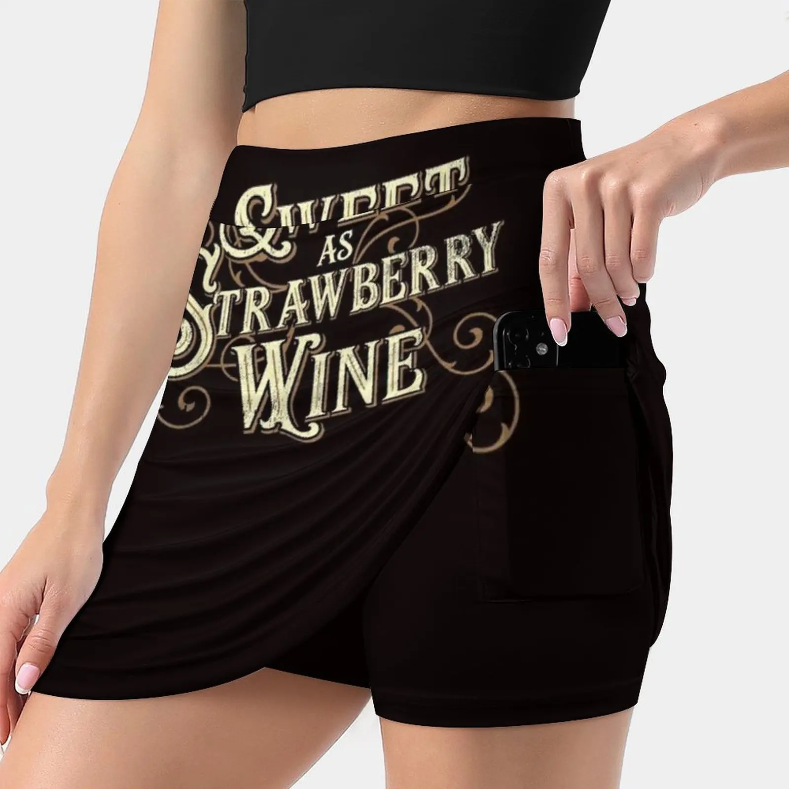 Sweet As Strawberry Wine Ladies Designer Country Women's skirt Sport Skort Skirt With Pocket Fashion Korean Style Skirt 4Xl