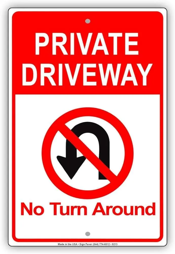 Private Driveway No Turn Around Wall Art Decor Novelty Funny Retro Metal Sign 8x12 inches, TinSignEUa37017