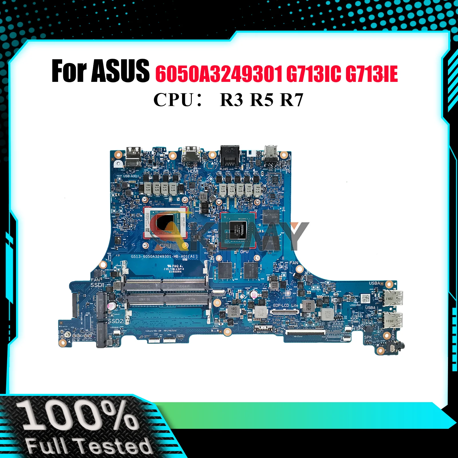 

6050A3249301 Laptop Motherboard For ASUS ROG Strix G15 G713IC G713IH G513I G713IE Mainboard With R3 R5 R7 CPU tests OK fast ship