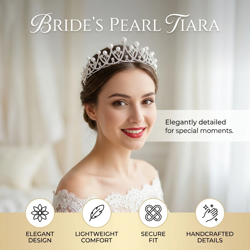 1 pz. Tiara da sposa con perle - Elegant Decor & Lighting Llc recensione e prezzo