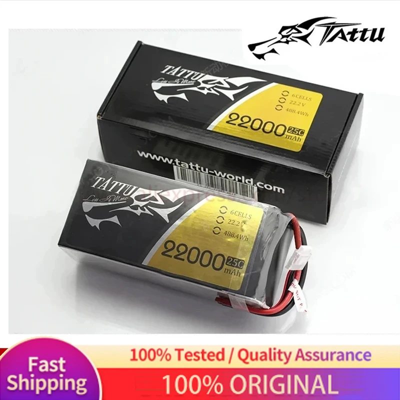 TATTU 22000mAh 22.2V 6S 488wh LiPO Battery Burst 25C for Big Load Multirotor FPV Drone Hexacopter Octocopter