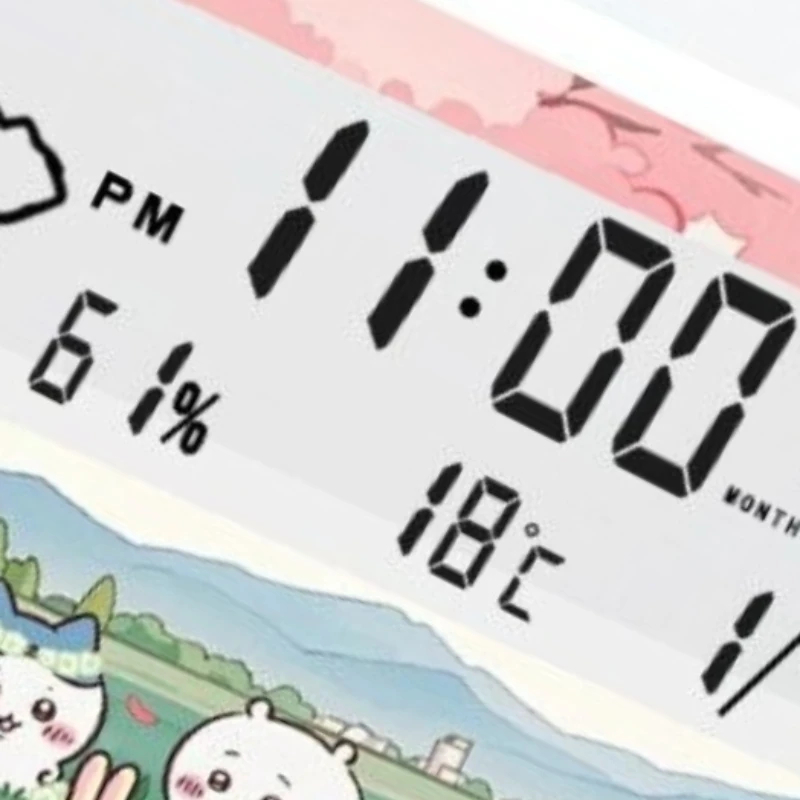 Anime Cartoon Kawaii Chiikawa Alarm Clock Originality Head of A Bed Decorate Mute Accurate Travel Time Temperature Date Display
