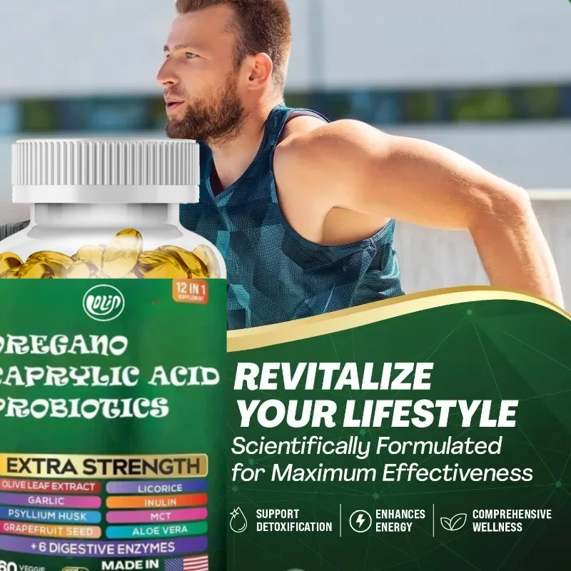 60 Capsules of Cowpea, Caprylic Acid, Garlic, Olive Leaves, Plantain, Licorice, Probiotics,  Digestive Enzymes, Bromelain, Etc