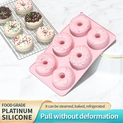 Silicone Donut Mold 6 Cavity Chocolate Mold Pastry Bread Cake Mould Non-Stick DIY Baking Tray Doughnut Dessert Making Tools