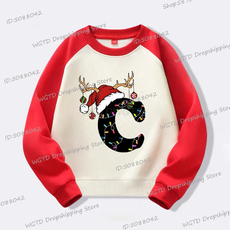 เสื้อสเวตเชิ้ตแขนยาวพิมพ์ลายตัวอักษรคริสต์มาสสุดสนุก สไตล์ลำลอง สำหรับเด็กชายและเด็กหญิง เหมาะสำหรับฤดูใบไม้ร่วงและฤดูหนาว ของขวัญวันคริสต์มาส