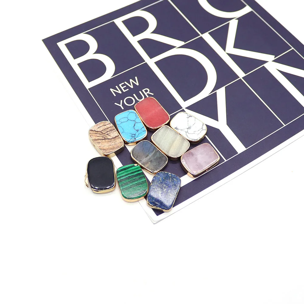 

DIY Charm Rectangle Natural Stone Lapis Lazuli Beads Straight Hole Crystal Agate Loose Beads for DIY Bracelet Accessories Gifts