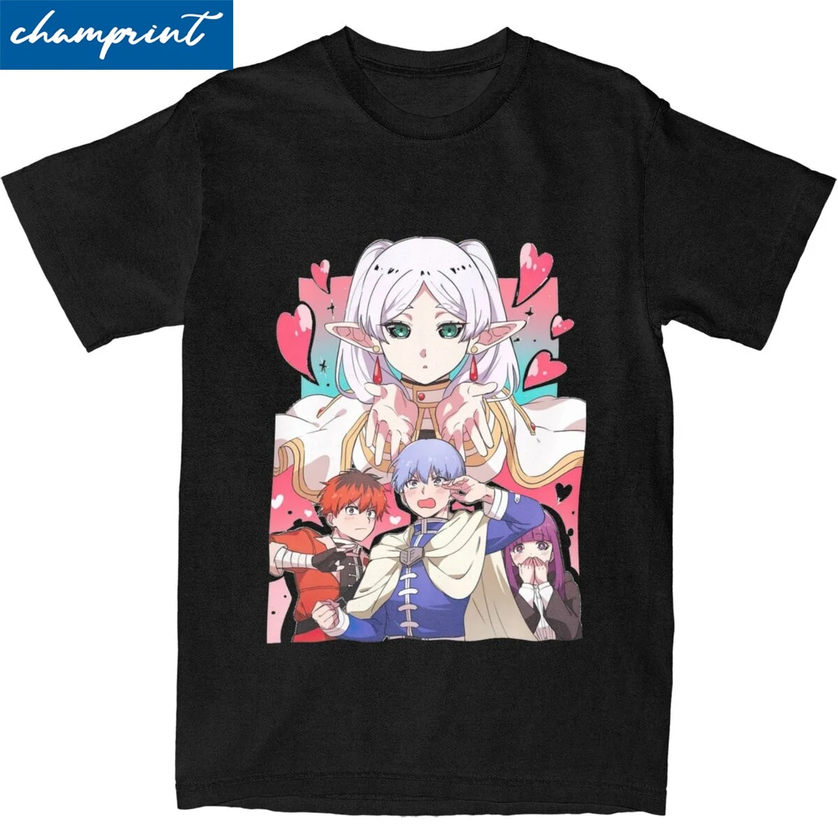 Frieren Anime T-Shirt Unisex 100%Cotton Tops Vintage Sousou Do Not Fry Round Neck Short Sleeve