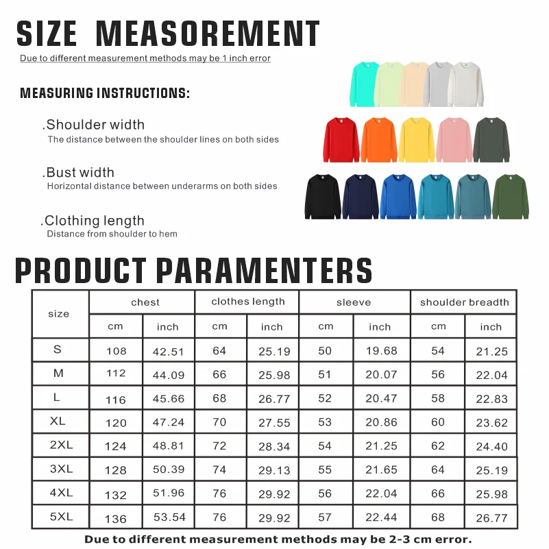 Customized Print Men Women Round-Neck Sweatshirt Loose Solid Color Classic Pullover Spring Autumn Fashion Personality Streetwear