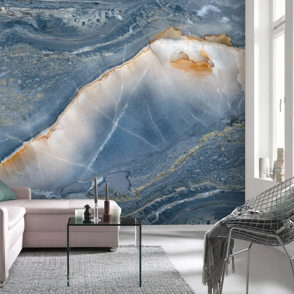 Marble texture design custom mural, removable custom adhesive material for bedroom and living room.