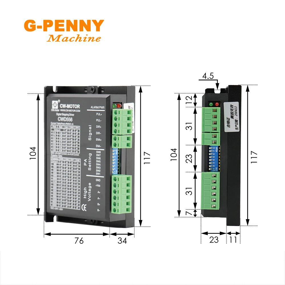 NEMA23/34 CWD556 Stepper motor Driver 0-5.6A 20-50vDC for stepper motor Digital stepping driver