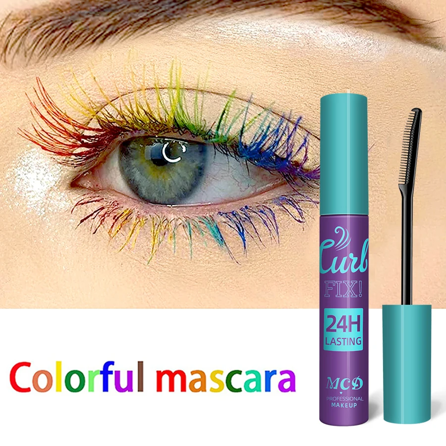 Mascara sottile colorato impermeabile ciglia arricciate ad asciugatura rapida ciglia multicolori trucco cosmetico blu verde a lunga durata