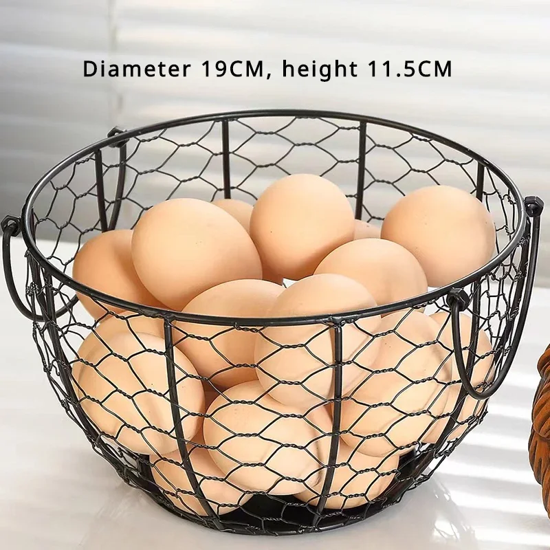 Resin Hen Egg Basket Fruit Potato Sundries Basket Creative Storage Iron Woven Organization Kitchen Decoration Home Storage NEW