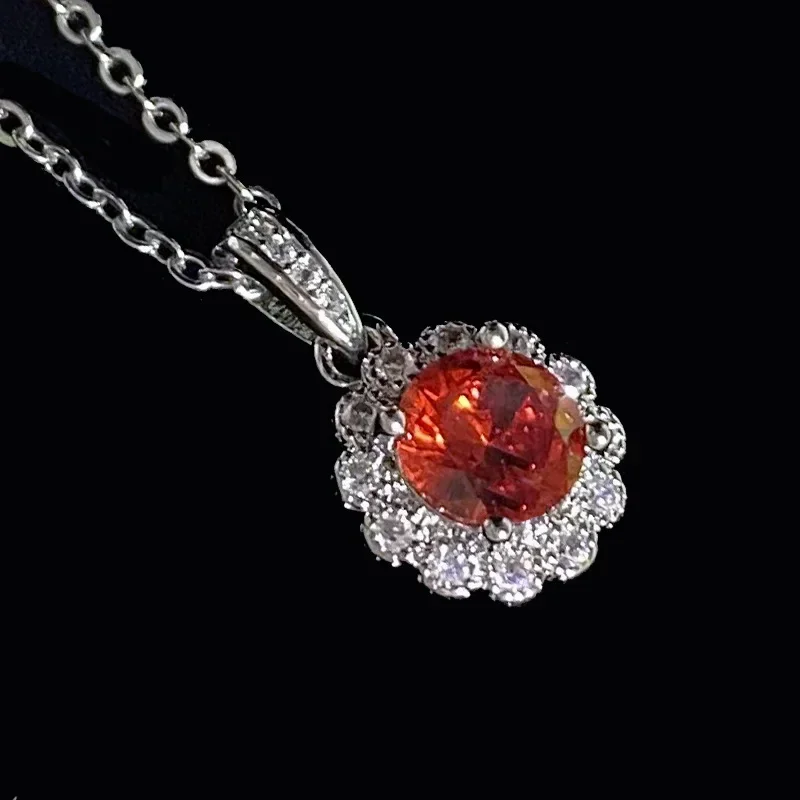 MDLFES مويسان الماس نمط ليتل ديزي لايف الساخن مجموعة أقراط اليوسفي الأحمر مشع زركونيا مجوهرات ملونة حلقة مفتوحة #5