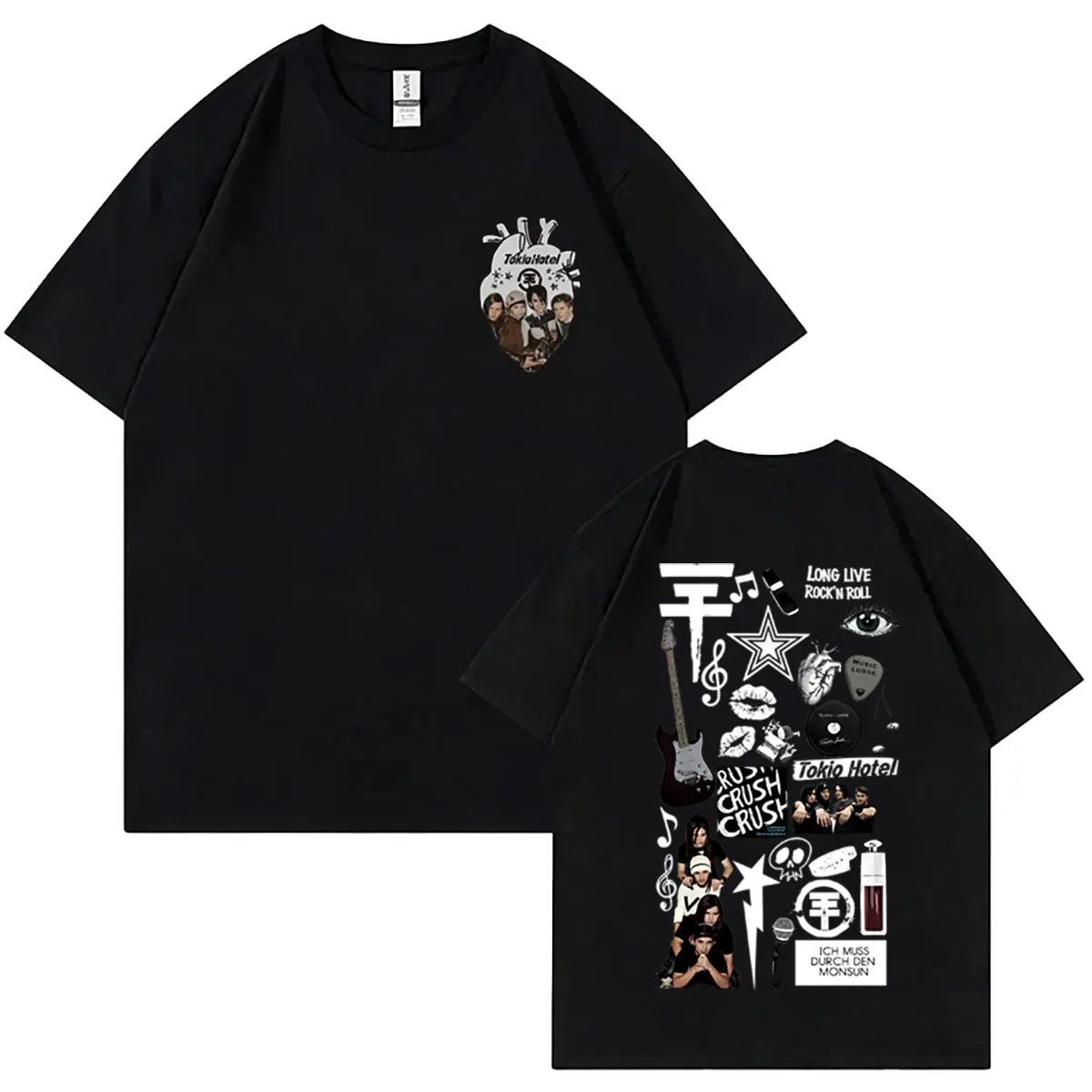 

German Rock Band Tokio Hotel Logo Print T Shirt Men Women Hip Hop Punk Gothic T-shirt Men's Vintage Oversized Short Sleeve Tees
