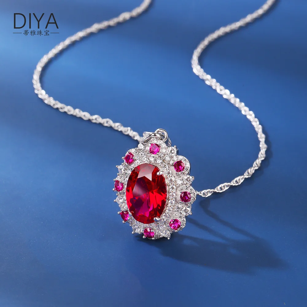 Luxury brand genuine real jewels Treasure 925 Sterling Silver, Red Corundum, Colorful Treasure, Deluxe Pendant, Necklace Ornamen