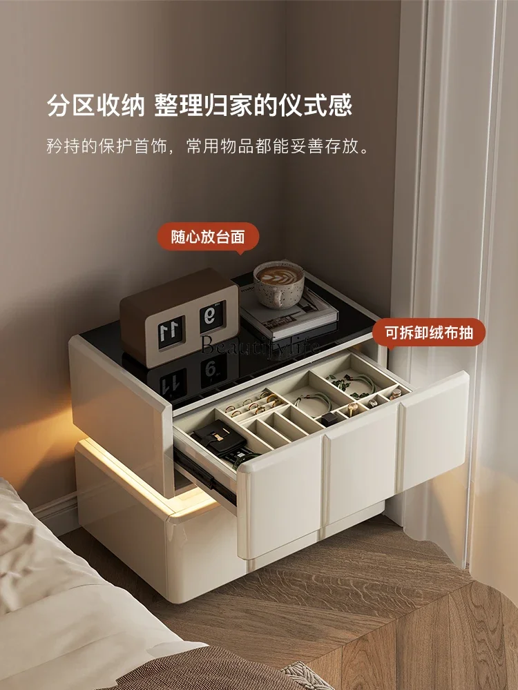 44Bedside Table Modern Simple Smart Bedside Cabinet Light Luxury High-Grade Creative Storage Cabinet