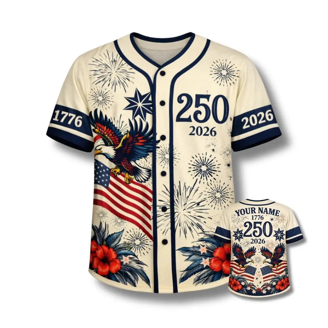 USA 250 Baseball Jersey 3D – Patriotic Eagle 1776-2026 Independence Button Shirt Men For Women Shirt Casual Team Shirts Tops
