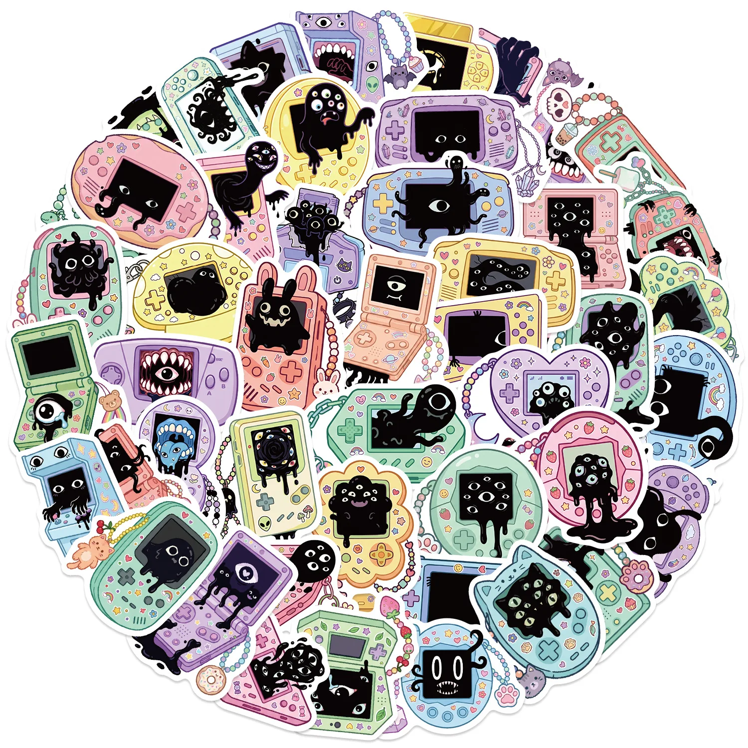 50‑Piece Dark & Weird Gaming Graffiti Decorative Stickers for Guitars, Notebooks, Luggage & DIY Craft Projects