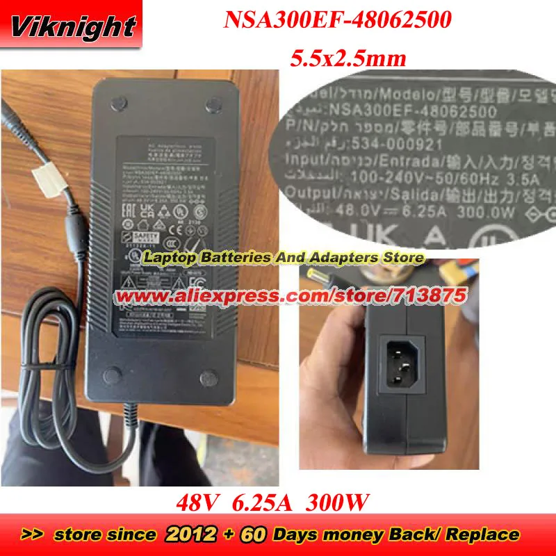 NSA300EF-48062500 AC Adapter 48V 6.25A 300W 534-000921 Power Adaprter for JINGQUANHUA ADP300C14800 with 5.5x2.5mm