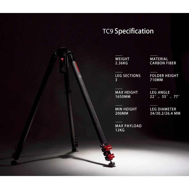 Iphoto-TC9 المحمولة غزال ترايبود ، ألياف الكربون ، كاميرا التصوير المهنية ، SLR 5D