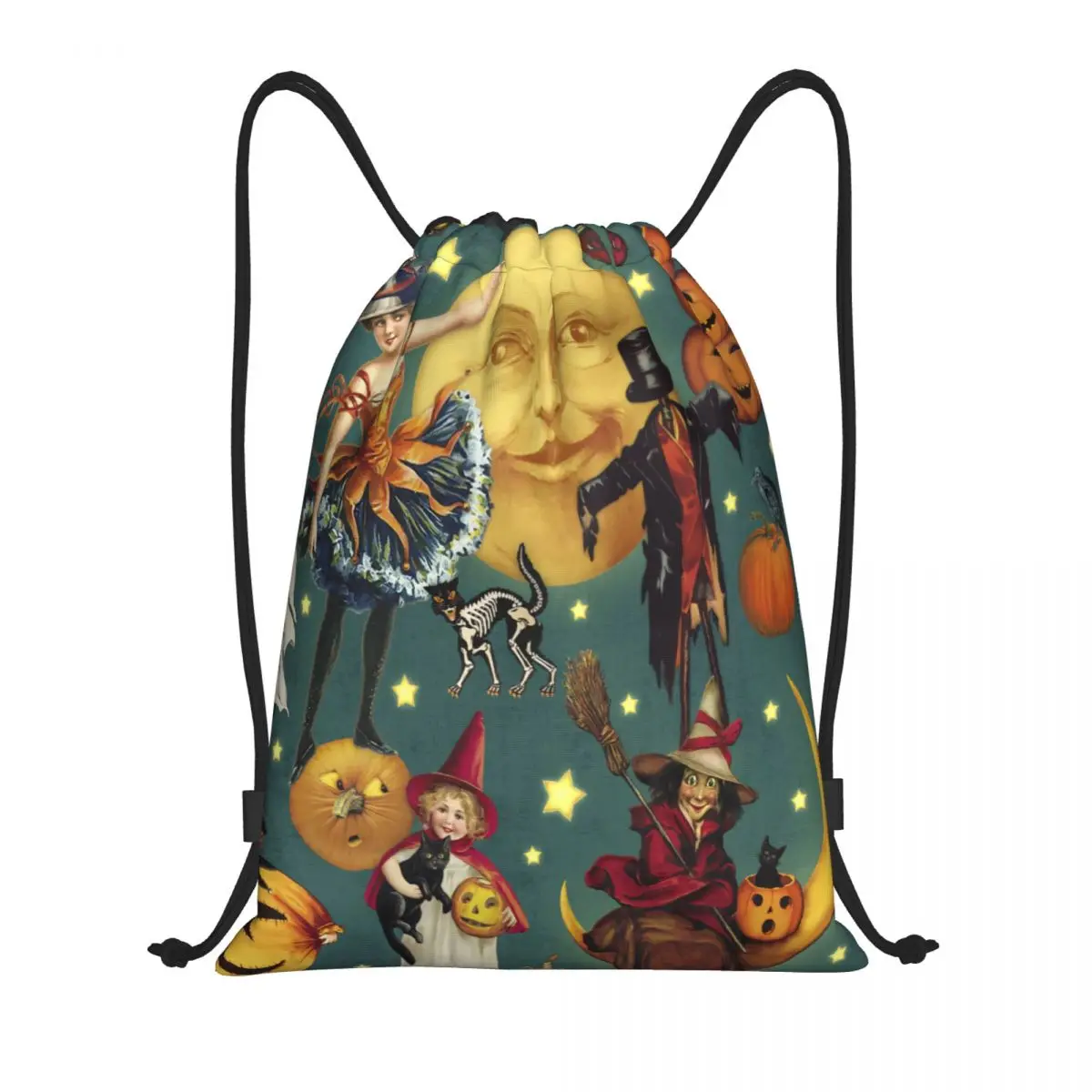 خمر أشباح الهالوين الساحرات الهيكل العظمي القطط الكولاج الرباط أكياس للتسوق اليوغا حقائب الظهر الرجال النساء الرياضة الصالة الرياضية Sackpack