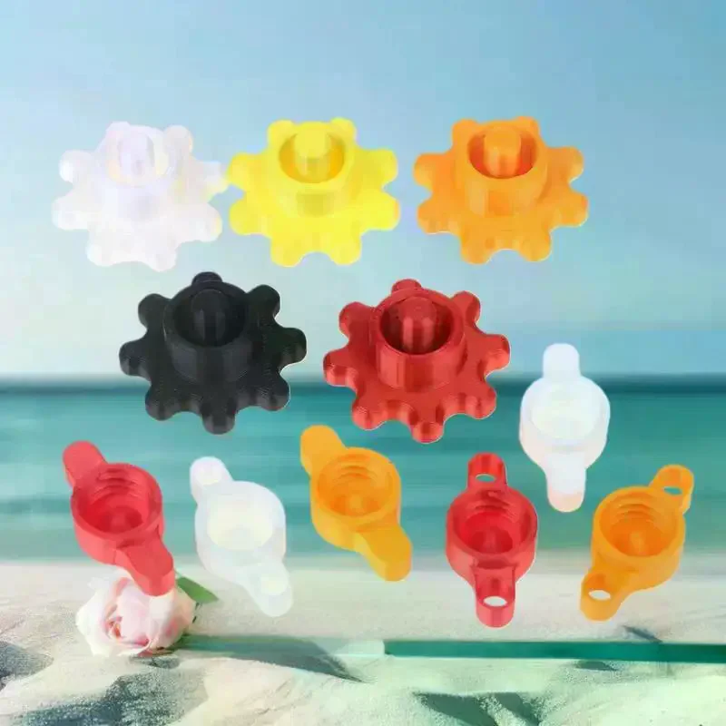 Box of 10 Orange Glue Bottle Seals - Secure Plastic Top Caps for Usual Adhesive Containers, Compact Decor Tools.